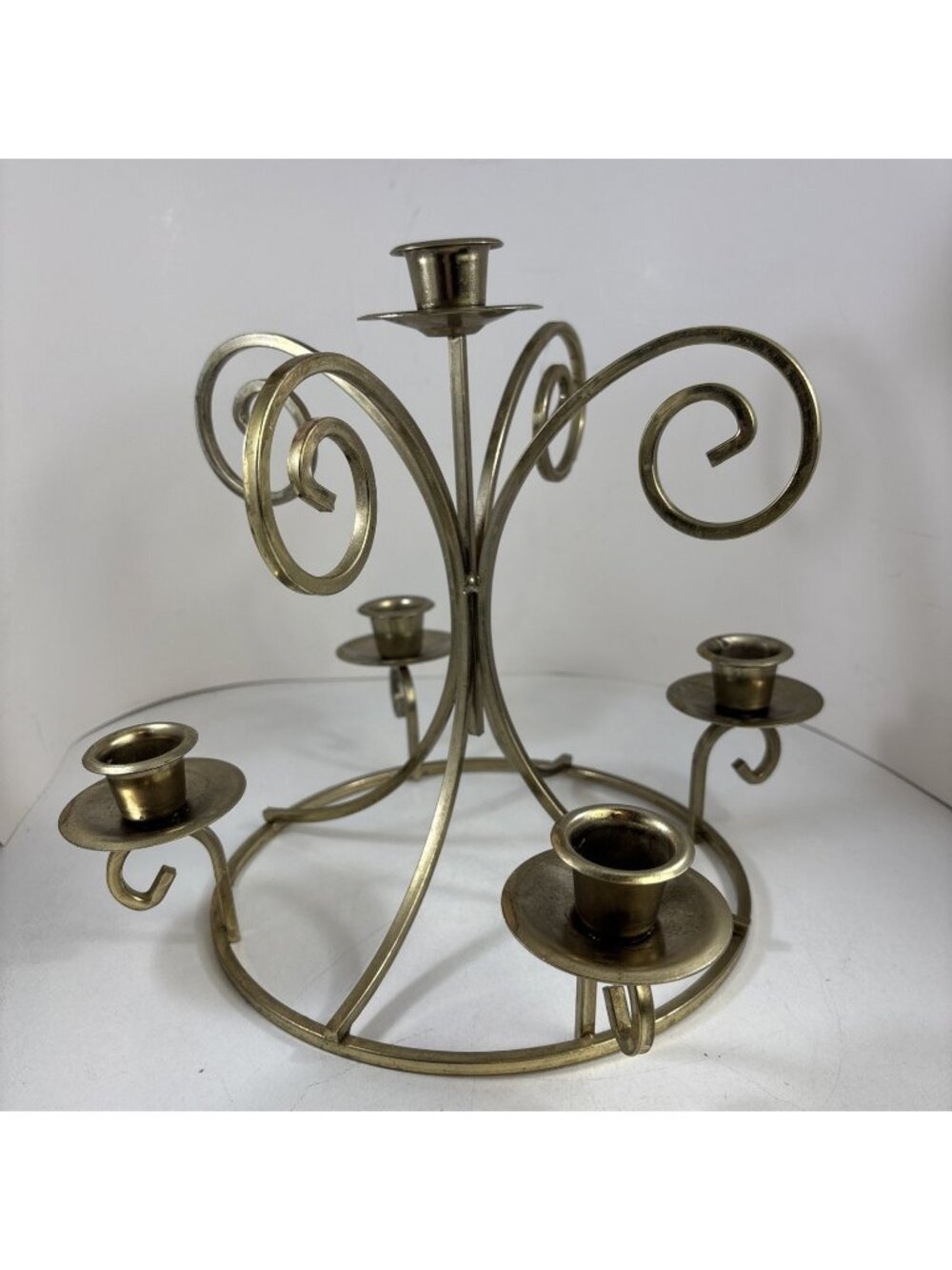 Home Interiors Brass Colored Candleholder Holds 5 Candles Or Stemmed Votives - Picture 1 of 5